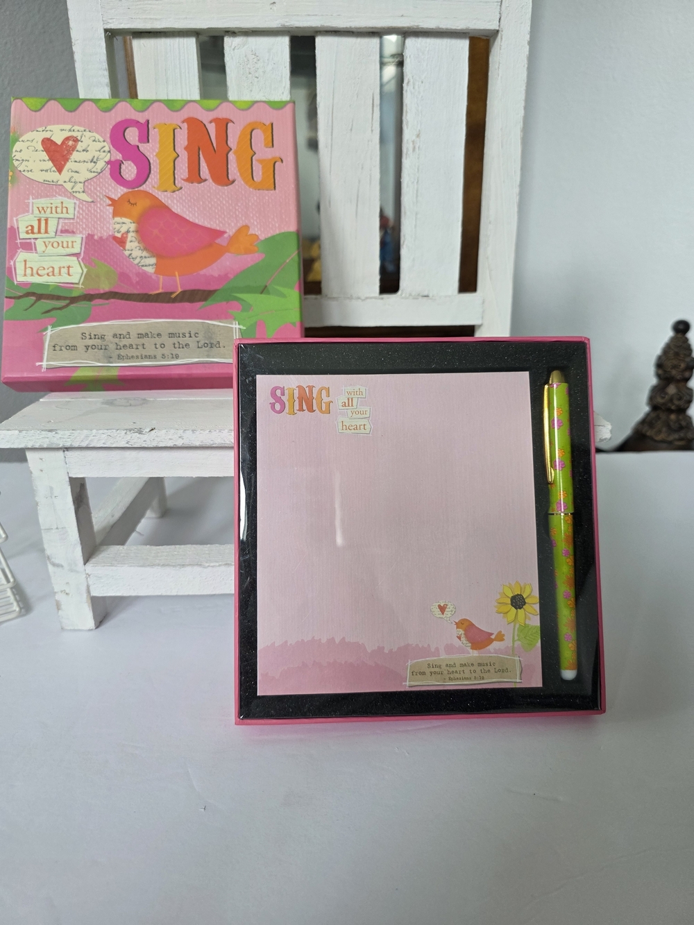 SING Pink Bird Notepad & Pen Gift Set